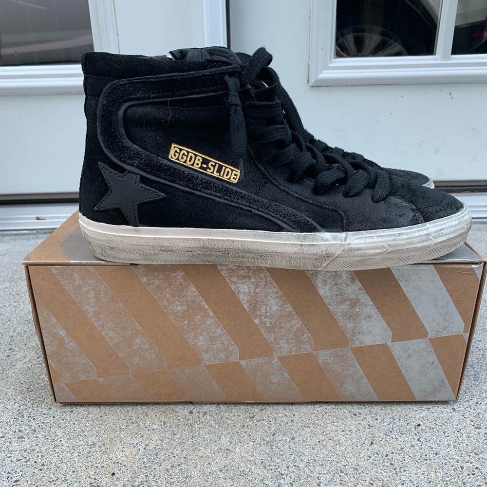 NWB Golden Goose Black Suede Slide Sneakers 37